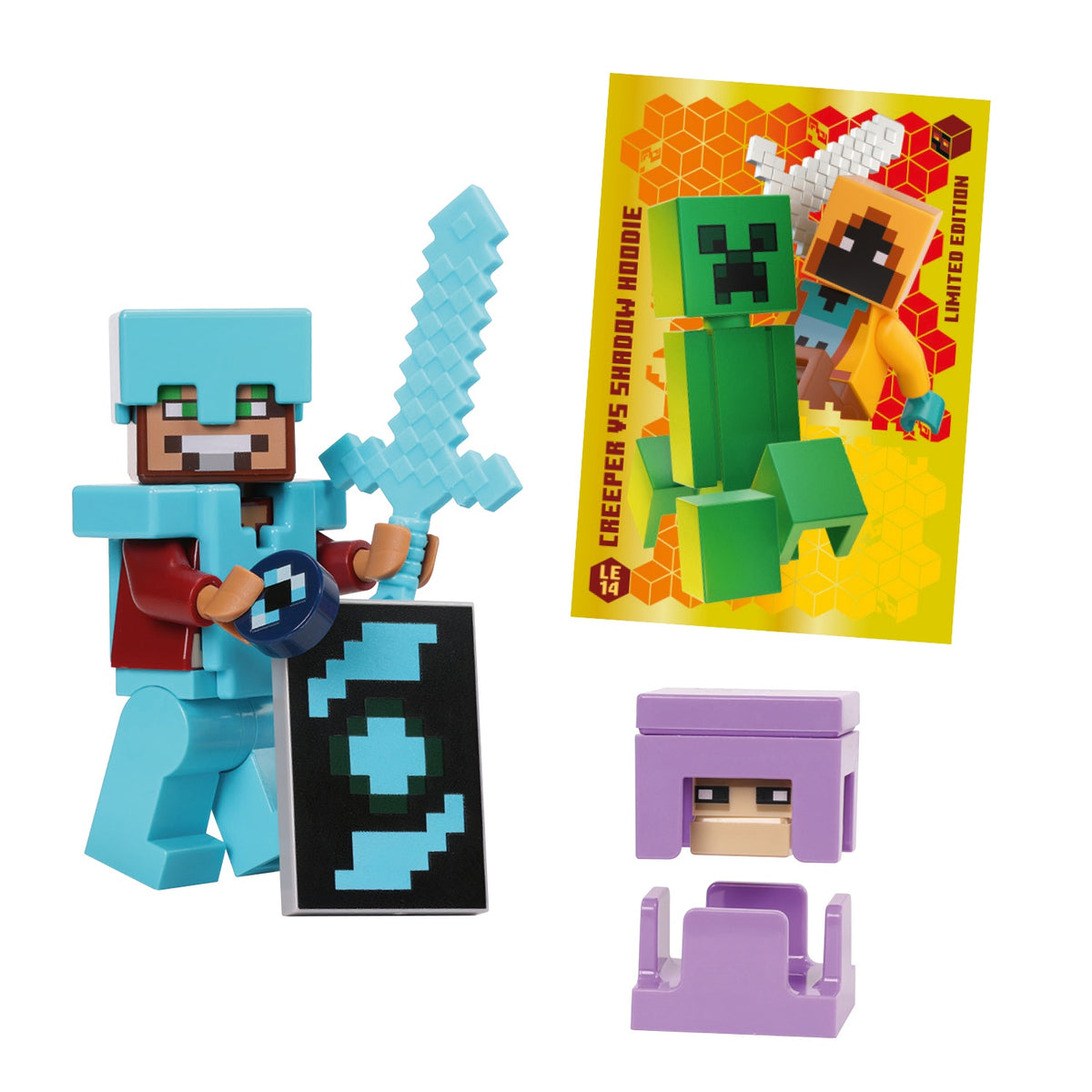 LEGO MINECRAFT N.17 - EROE + PERLA DI ENDER + SHULKER + LIMITED CARD LE14 CREEPER VS. SHADOW HOODIE - Immagine 3