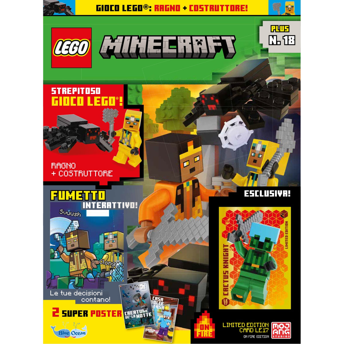 LEGO MINECRAFT PLUS N.18 - RAGNO + COSTRUTTORE + LIMITED CARD LE17 CACTUS KNIGHT - Immagine 2