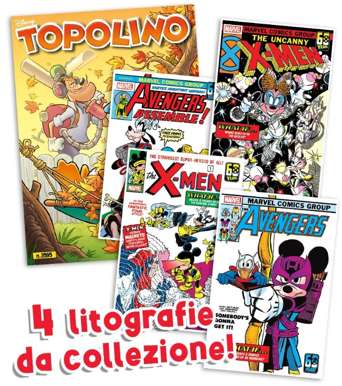 TOPOLINO 3595 + LITOGRAFIE MARVEL