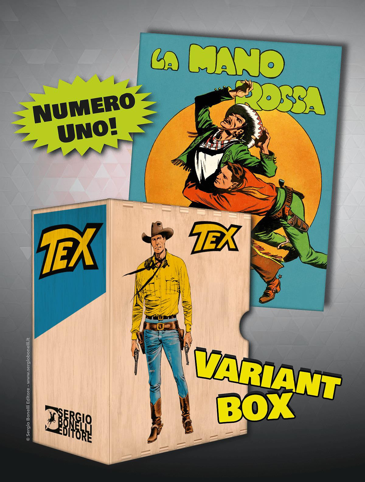 RACCOGLITORE FUMETTI ANNATA IN LEGNO - TEX: LA MANO ROSSA (RISTAMPA) - LOGO VERDE