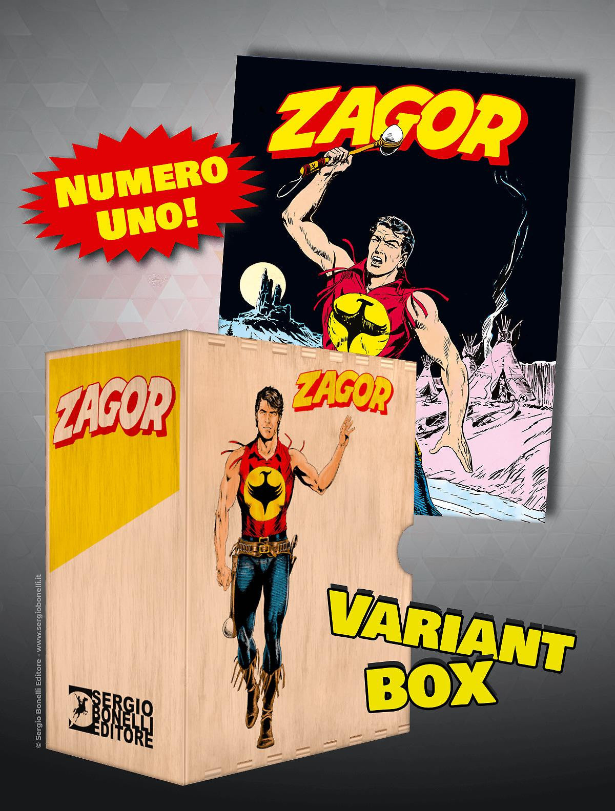 RACCOGLITORE FUMETTI ANNATA IN LEGNO - ZAGOR: LA FORESTA DEGLI AGGUATI (RISTAMPA) - LOGO GIALLO